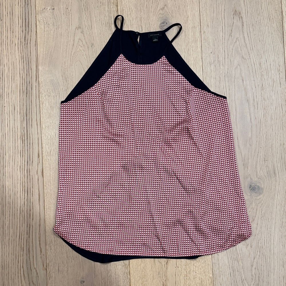 Ann Taylor Red and Navy Top Size L